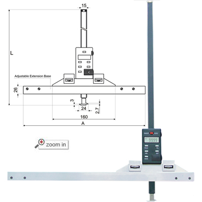 Digital Depth Gauges With Adjustable Base Extension