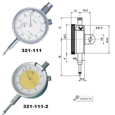 Dial Indicators(Range 3mm Reading in 0.01mm)