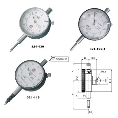 Dial Indicators(Range 5mm Reading in 0.01mm)