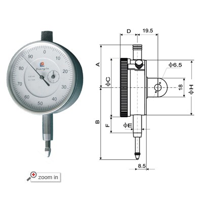 Total Gears Type Dial Dial Indicators Reading in 0.001mm