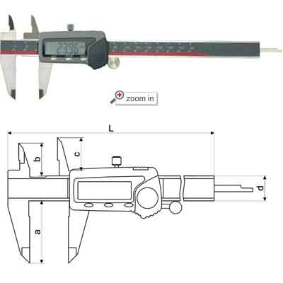 Digital Calipers With Upper Jaws In One Direction
