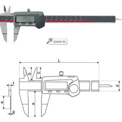 Three-Key Thin Digital Calipers