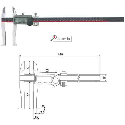 Inside Groove Digital Calipers With Upper Jaws