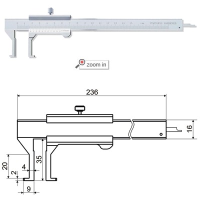 Inside Groove Vernier Calipers With Flat Points