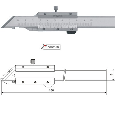 45Â°Vernier Calipers With Open Frame